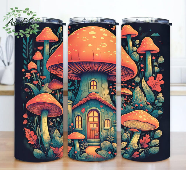 Cottagecore Mushrooms 20oz Skinny Tumbler Png, Forest Scene Filled With Charming Mushrooms Png, Mushroom Tumbler Design, Sublimation Tumbler, Wildflower Cottagecore Tumbler Sublimation AdriOP 