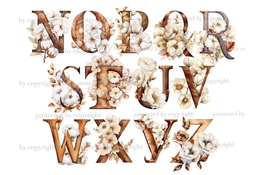 Cotton Alphabet | Cozy Winter Clipart - So Fontsy
