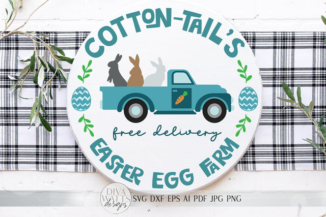 Cotton-Tail's Easter Egg Farm SVG | Farmhouse Easter Sign SVG | dxf and more! SVG Diva Watts Designs 