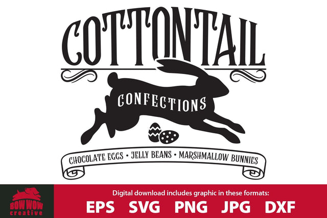 Cottontail Confections - Easter Candy/Bunny Sign SVG Cutting File SVG Bow Wow Creative 