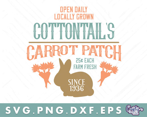 Cottontails Carrot Patch | Round Easter Svg | Door Hanger SVG Crafty Mama Studios 