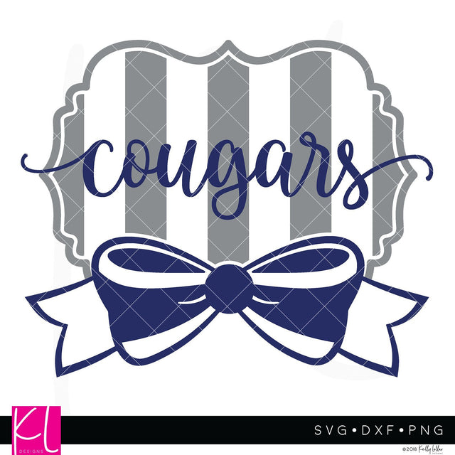 Cougars and Bow Wide Stripe Frame SVG Kelly Lollar Designs 