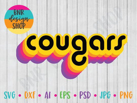 Cougars SVG File, Retro Sports SVG, SVG Cut File for Cricut Cutting Machines and Vinyl Crafting (Copy) SVG BNRDesignShop 