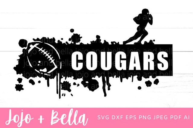 Cougars SVG, Football SVG, Splatter SVG, Cougars Football Svg, Grunge Svg, Football Mom Svg, Cricut, Silhouette. SVG Jojo&Bella 