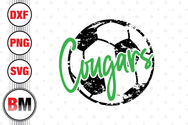 Cougras Distressed Soccer SVG, PNG, DXF Files SVG BMDesign 