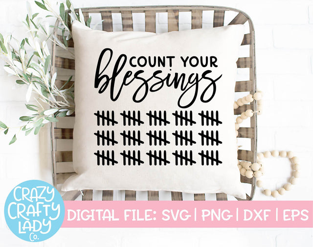 Count Your Blessings | Thanksgiving SVG Cut File SVG Crazy Crafty Lady Co. 