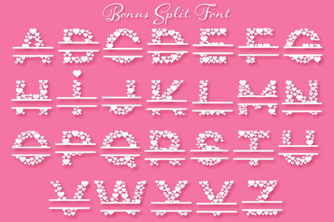 Countless Hearts Love Font & Bonus Split Font SVG Feya's Fonts and Crafts