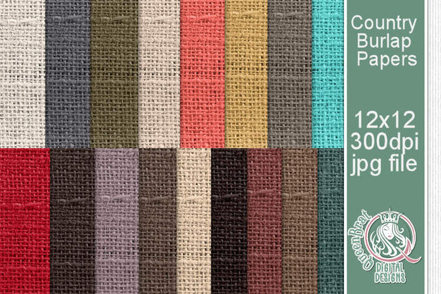 Country Burlap Papers Digital Pattern QueenBrat Digital Designs 