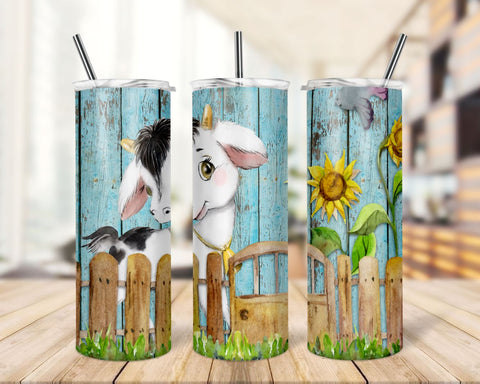 Country Cow Watercolor 20oz Skinny Tumbler Sublimation Designs for Straight/Tapered Tumbler PNG File Digital Download Sublimation TrendingDesign 