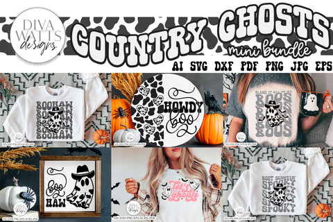 Country Ghosts SVG Mini Bundle | Halloween Cowboy Ghost Bundle SVG Diva Watts Designs 