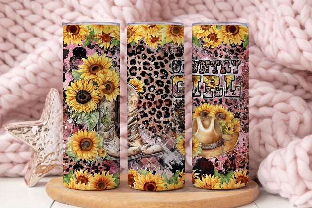 Country Girl 20 oz Skinny Tumbler Sublimation Design Digital Download PNG Instant DIGITAL ONLY, Western Rustic Cowgirl Tumbler Sublimation DesignSVG 