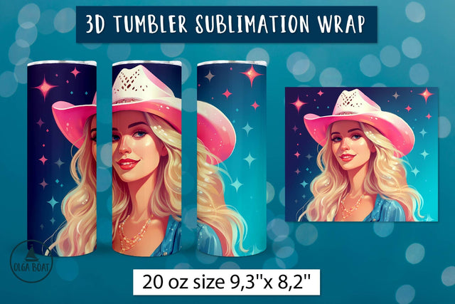 Country girl tumbler wrap | Barbie girl png Sublimation Olga Boat Design 