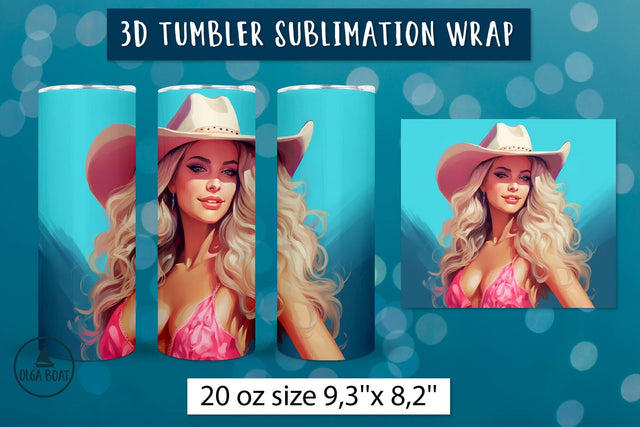 Country girl tumbler wrap | Beautiful woman drawing Sublimation Olga Boat Design 