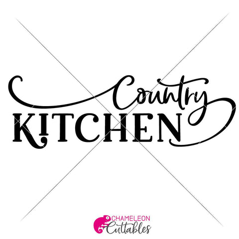 Country Kitchen - Farmhouse Style - SVG file for long horizontal wood sign SVG Chameleon Cuttables 