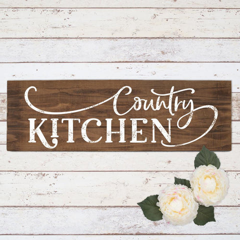 Country Kitchen - Farmhouse Style - SVG file for long horizontal wood sign SVG Chameleon Cuttables 