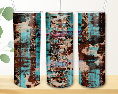 Country Mama Tumbler Design, Mama 20oz Skinny Tumbler, Aztec Cowhide Tumbler Wrap, Western Mama Tumbler Png, Mother's Day Gift, Instant Download Sublimation sassyprint 