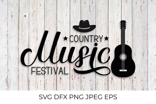 Country Music festival lettering with hat and guitar SVG LaBelezoka 