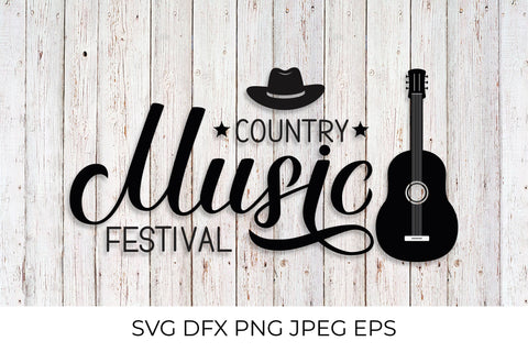 Country Music festival lettering with hat and guitar SVG LaBelezoka 