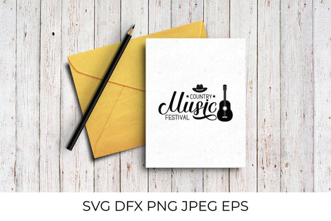 Country Music festival lettering with hat and guitar SVG LaBelezoka 