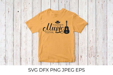 Country Music festival lettering with hat and guitar SVG LaBelezoka 