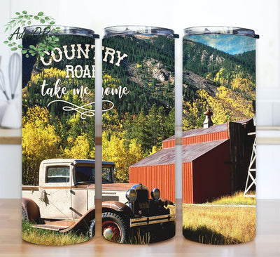 Country Road And Truck 20oz Skinny Tumbler Png, Watercolor Sunflower Country Farm Tumbler, Country Roads Take Me Home Tumbler, Western Tumbler Png Sublimation AdriOP 