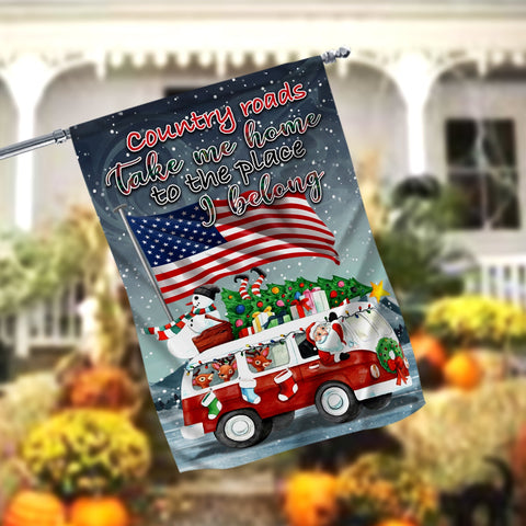 Country Roads Take Me Home To The Place I Belong Garden Flag - 12x18 Garden Flag Sublimation Design Download PNG File Instant Download Sublimation CaldwellArt 