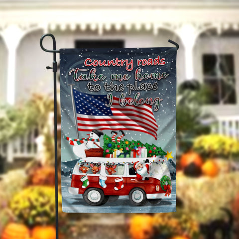 Country Roads Take Me Home To The Place I Belong Garden Flag - 12x18 Garden Flag Sublimation Design Download PNG File Instant Download Sublimation CaldwellArt 