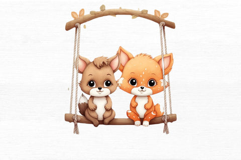Couple Baby Animals in Swing Sublimation Sublimation Regulrcrative 