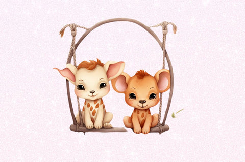 Couple Baby Animals in Swing Sublimation Sublimation Regulrcrative 