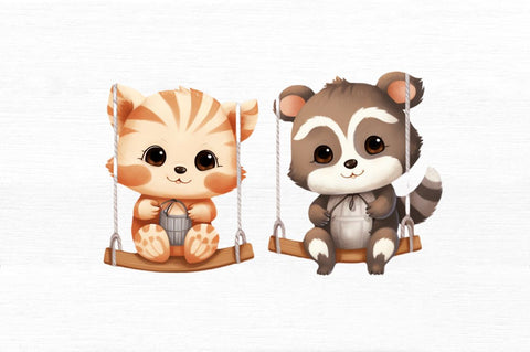 Couple Baby Animals in Swing Sublimation Sublimation Regulrcrative 