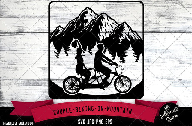 Couple biking on mountain SVG -Vector Art Commercial & Personal Use- Cricut,Silhouette,Cameo,Vinyl Cut SVG Loveleen Kaur 