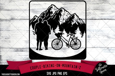 Couple biking on mountain2 SVG -Vector Art Commercial & Personal Use- Cricut,Silhouette,Cameo,Vinyl Cut SVG Loveleen Kaur 