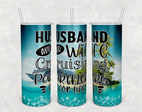 Couple Cruise Tumbler Wraps Bundle, 20 Oz Skinny Tumbler Couple Cruise Sublimation Designs, Seamless Husband And Wife Cruise PNG, 5 Designs Sublimation HappyDesignStudio 