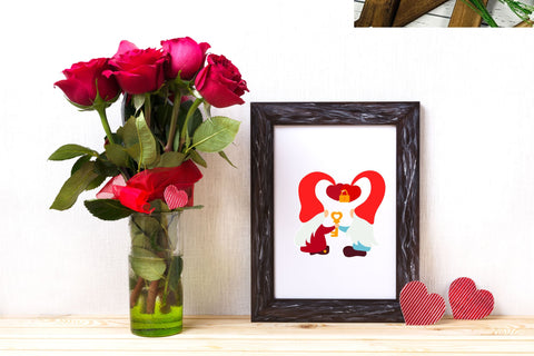 Couple Gnome valentine svg hearts, key SVG, PNG SVG Angelina Semenova 
