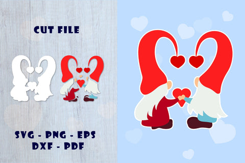 Couple Gnome valentine svg with heart. Love you. SVG, PNG SVG Angelina Semenova 
