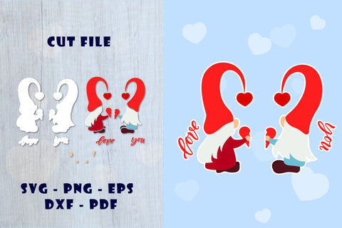 Couple Gnome valentine svg with heart. Love you. SVG SVG Angelina Semenova 