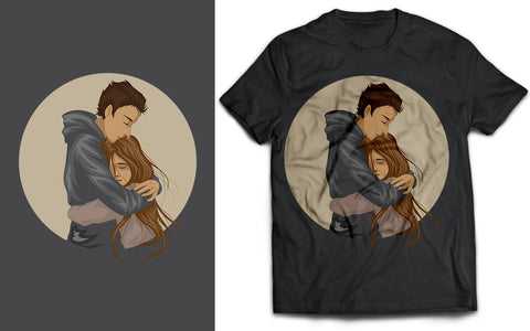 Couple Hugging Romantic SVG T-Shirt Design SVG naemmiah021 