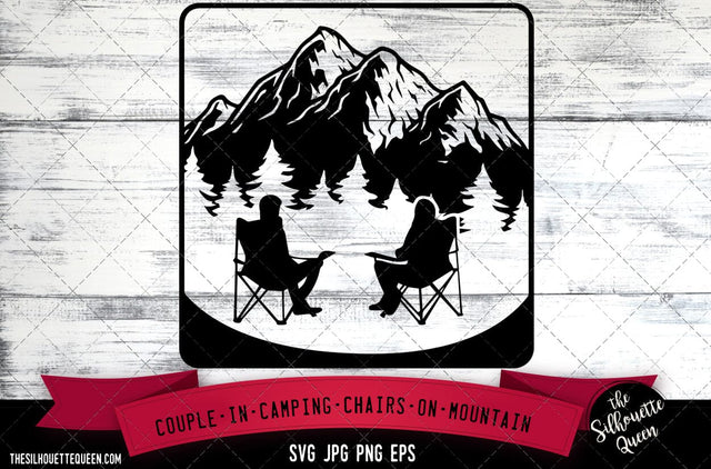 Couple in camping chairs on mountain SVG -Vector Art Commercial & Personal Use- Cricut,Silhouette,Cameo,Vinyl Cut SVG Loveleen Kaur 