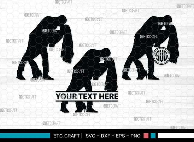 Couple Kissing Monogram, Couple Kissing Silhouette, Couple Kissing SVG, Wedding Couple Svg, Lovers Svg, Engagement Couple Svg, SB00345 SVG ETC Craft 