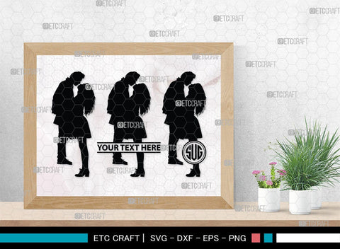 Couple Kissing Monogram, Couple Kissing Silhouette, Couple Kissing SVG, Wedding Couple Svg, Lovers Svg, Engagement Couple Svg, SB00345 SVG ETC Craft 