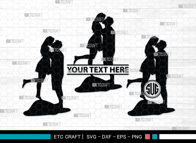Couple Kissing Monogram, Couple Kissing Silhouette, Couple Kissing SVG, Wedding Couple Svg, Lovers Svg, Engagement Couple Svg, SB00345 SVG ETC Craft 