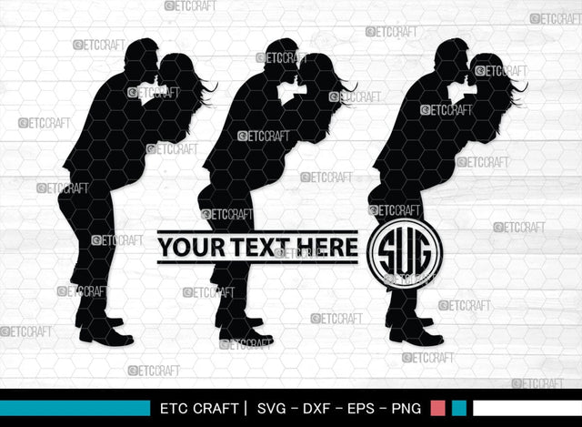 Couple Kissing Monogram, Couple Kissing Silhouette, Couple Kissing SVG, Wedding Couple Svg, Lovers Svg, Engagement Couple Svg, SB00345 SVG ETC Craft 