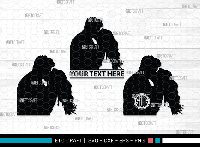 Couple Kissing Monogram, Couple Kissing Silhouette, Couple Kissing SVG, Wedding Couple Svg, Lovers Svg, Engagement Couple Svg, SB00345 SVG ETC Craft 