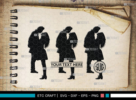 Couple Kissing Monogram, Couple Kissing Silhouette, Couple Kissing SVG, Wedding Couple Svg, Lovers Svg, Engagement Couple Svg, SB00345 SVG ETC Craft 