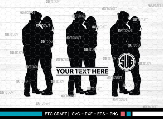 Couple Kissing Monogram, Couple Kissing Silhouette, Couple Kissing SVG, Wedding Couple Svg, Lovers Svg, Engagement Couple Svg, SB00345 SVG ETC Craft 