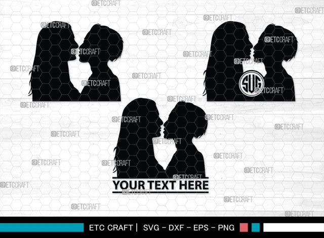 Couple Kissing Monogram, Couple Kissing Silhouette, Couple Kissing SVG, Wedding Couple Svg, Lovers Svg, Engagement Couple Svg, SB00345 SVG ETC Craft 