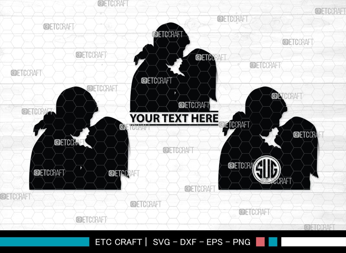 Couple Kissing Monogram Couple Kissing Silhouette Couple Kissing Svg