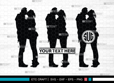 Couple Kissing Monogram, Couple Kissing Silhouette, Couple Kissing SVG, Wedding Couple Svg, Lovers Svg, Engagement Couple Svg, SB00345 SVG ETC Craft 
