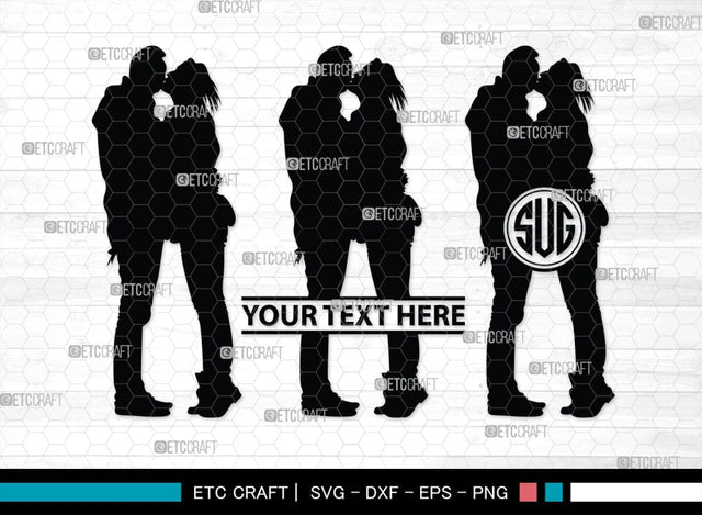 Couple Kissing Monogram, Couple Kissing Silhouette, Couple Kissing SVG, Wedding Couple Svg, Lovers Svg, Engagement Couple Svg, SB00345 SVG ETC Craft 