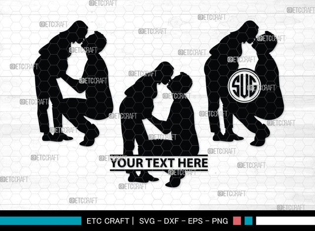 Couple Kissing Monogram, Couple Kissing Silhouette, Couple Kissing SVG, Wedding Couple Svg, Lovers Svg, Engagement Couple Svg, SB00345 SVG ETC Craft 